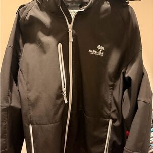 Black Hooded Jacket with White Zipper